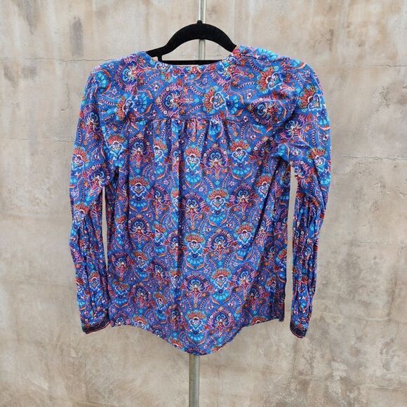 Ann Taylor loft brightly colored print popover blouse - Picture 5 of 6